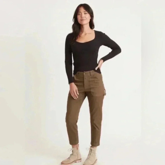 Marine Layer Military Olive Green Maya Utility Carpenter Crop Pants Size 4, NWOT - Picture 1 of 10